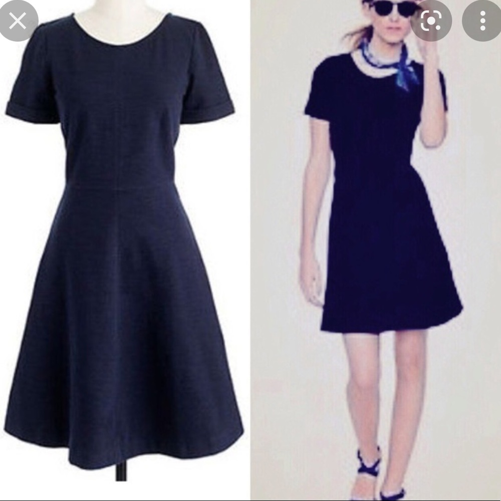 J. Crew Ponte Knit Fit-N-Flare Swing Dress-Navy